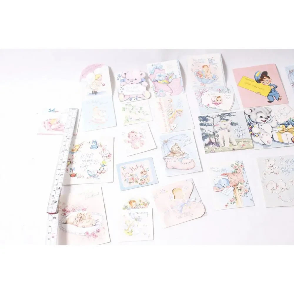 Vintage 50s 60s New Baby Greeting Card Lot Scrapbooking Craft ~ 260521-WH 779